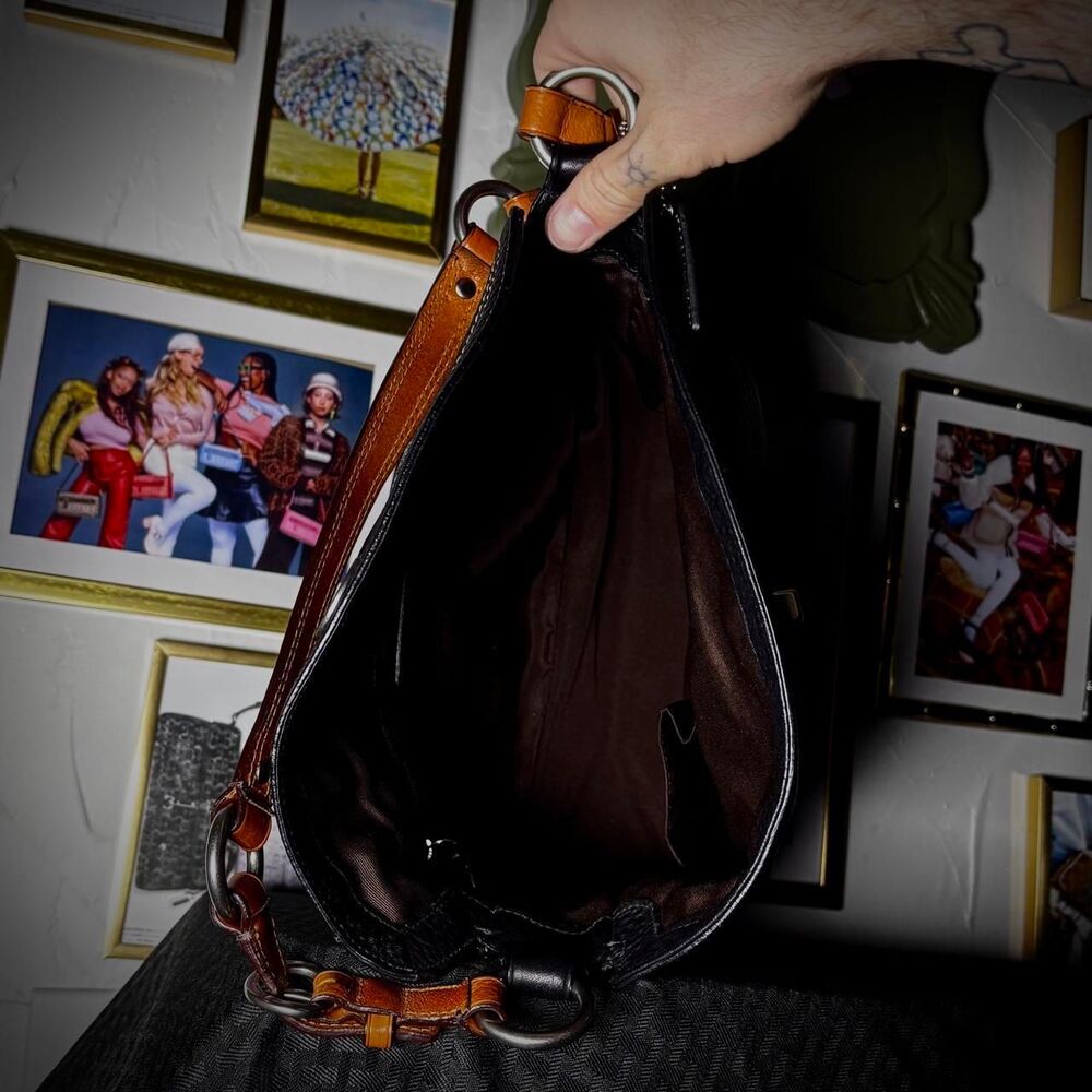 Vintage Coach Black Pebbled Leather Chelsea Hobo - Picture 6 of 8